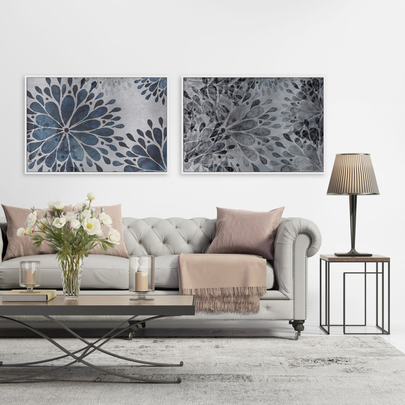 Diptych de pétales de pétale, H 30 po x l 45 po x P 1,5 po