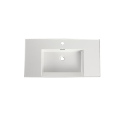 Lavabo de salle de bain 36 po en résine, blanc brillant, profondeur 35,51 po, largeur 18,43 po, hauteur 4,58 po, 45,72 lb et aspect blanc brillant antidérapant, profondeur x largeur