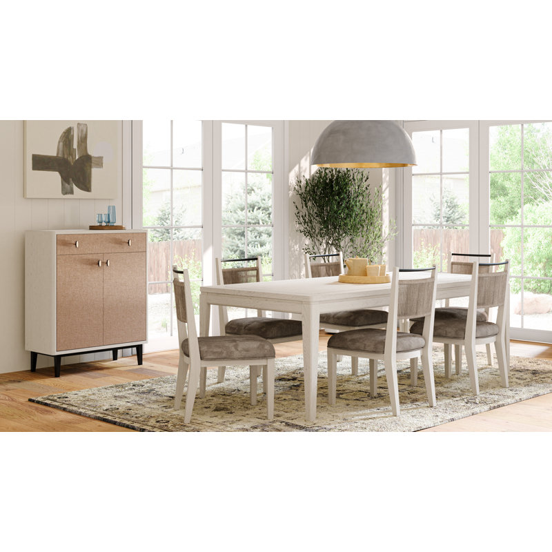Marielle Wood Furniture Dining Collection – 5 PC Dining Set w/ Rope Back Chairs in Vanilla Finish, Beige Wood