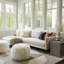 Round Tibetan Lamb Sheepskin Ottoman-950018334-950018307