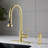 Stainless Steel Pull Down Kitchen Faucet With Soap Dispenser-111235484