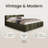 King Size Platform Bed with Thick Linen Headboard and Footboard, Upholstered Grounded Block Design, Solid Wood Support, No Box Spring Needed, 800 lb Capacity-1407780091