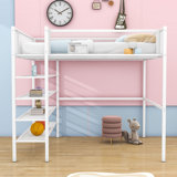 Ailana Full Size Metal Loft Bed with Shelves