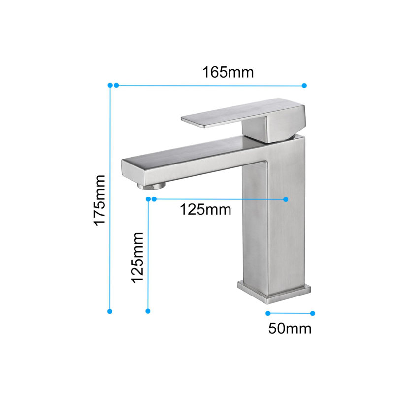 Robinet de lavabo de salle de bain à poignée simple en acier inoxydable