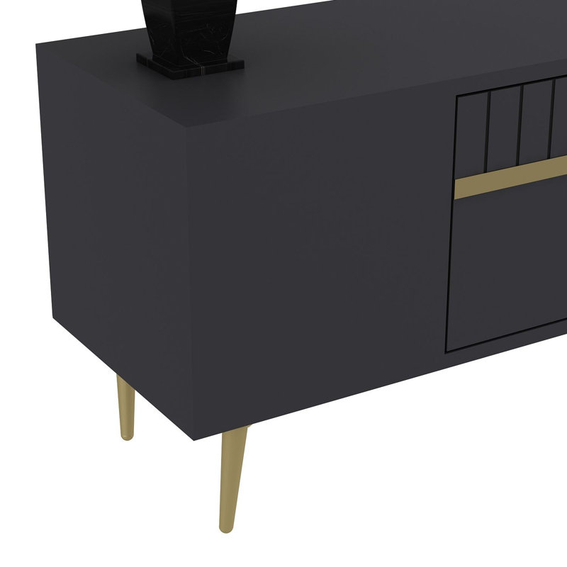 Olivia TV Stand, Grey/Gold, 150cm
