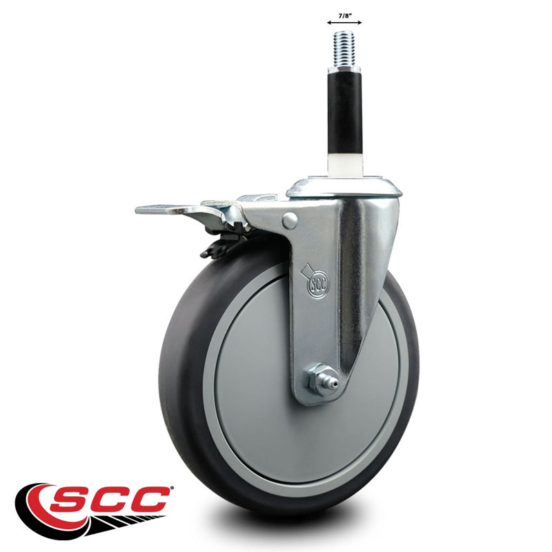 6 Inch Thermoplastic Rubber Swivel 7/8 Inch Expanding Stem Caster Total Lock Brake SCC