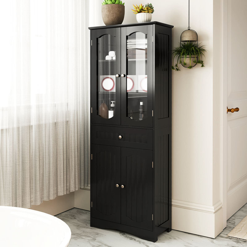 Freestanding Bathroom Cabinet, Black