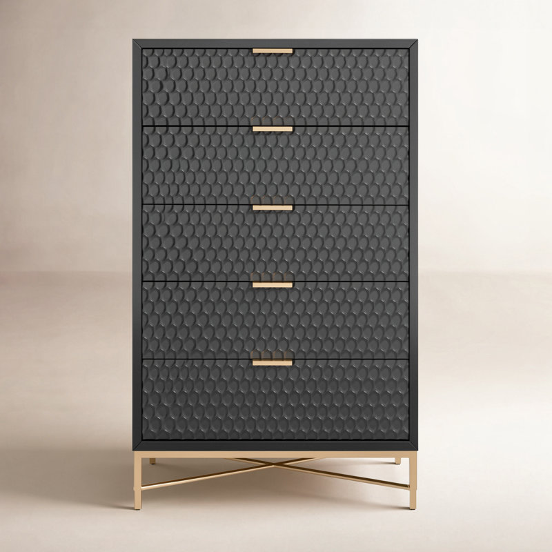 Capra 30" W 5-Drawer Wood Standard Dresser, Black