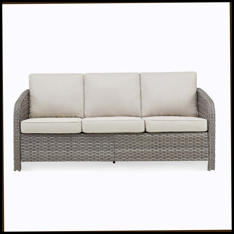 Ensemble de meubles d'extérieur en rotin de rotin et osier 73,3 "avec siège beige profond