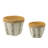 Pair Of White And Brown Cement Planters Featuring A Bold Black V Pattern, Large 10.2X10.2X7.9 Inches, Small 7.9X7.9X6.7 Inches - Great For Scandinavian Floral Setups 2 Made With Design, In, In