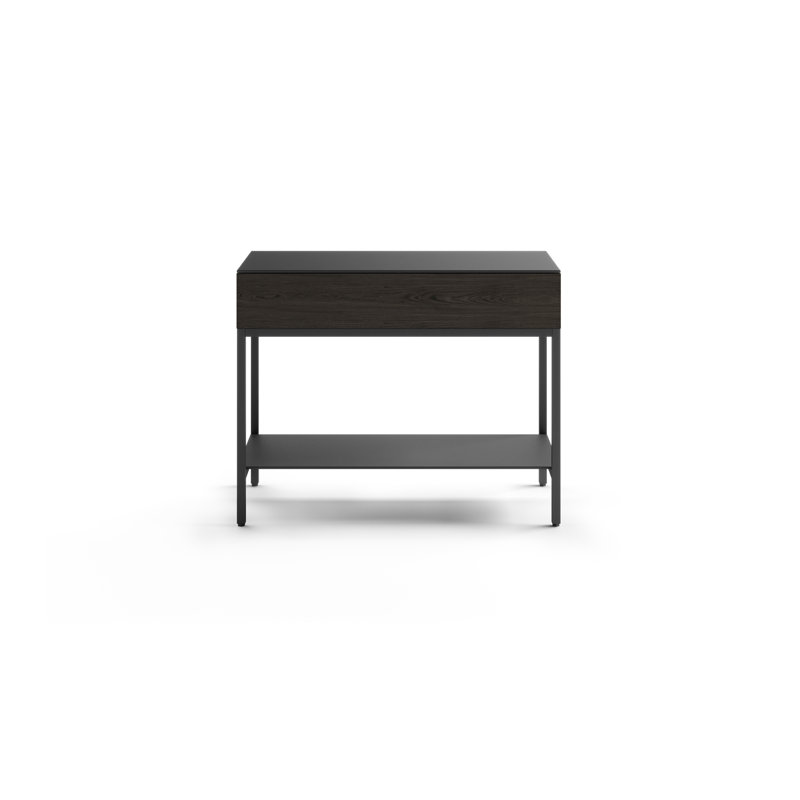 Table de bout en verre avec rangement Reveal, Bois de frêne teint gris anthracite