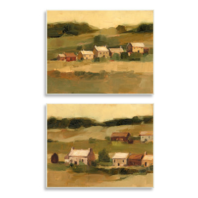 " Warm Cottage Hill Landscape Rolling Fields " by Ethan Harper 2 - Pieces
