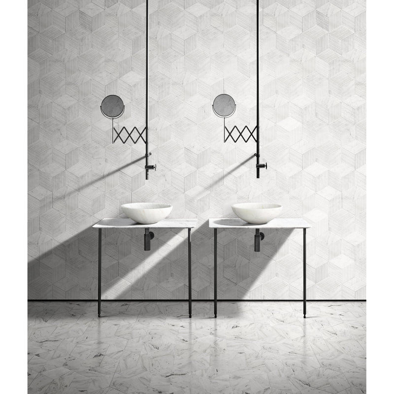 Lavabo de salle de bain en pierre naturelle blanche, 400 x h 150 mm, qualité, trou de drain pré-percé