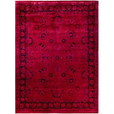 Overdyed Hand-Knotted Wool Modern-Contemporary Pink Area Rug 9' 1" x 12' 4"