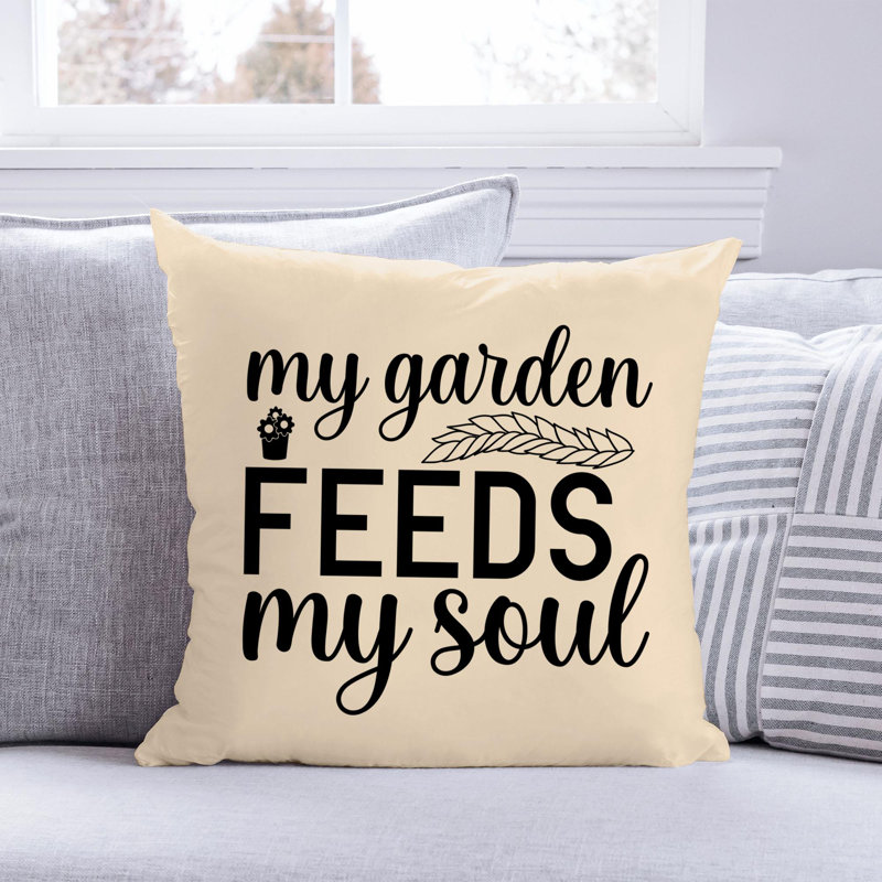 Citation amusante «Garden Lover» 998 - Coussin décoratif inclus, H 18 po x l 18 po