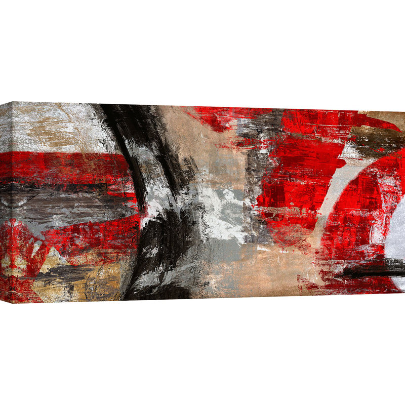 Red Tornado Abstract by Jim Stone - No Frame Print on Canvas, 35cm H x 70cm W x 4cm D