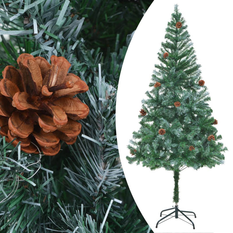Frosted Christmas Tree Christmas Display Tree with LEDs and Ball Set, 5.91ft H x 2.95ft W x 2.95ft D