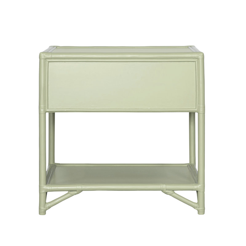 Olivia Collection 1 - Drawer Rattan Nightstand, Celery Green