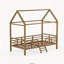 Lit cabane double en métal avec toit, barrières de sécurité, échelle et cadre en acier imitation bois, fini noyer-999075675