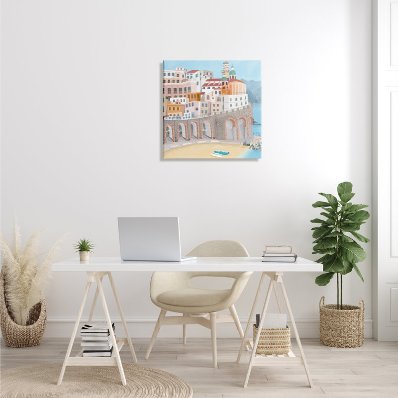 Architecture d'Atrani : bâtiments d'une ville balnéaire italienne, H 24 po x l 24 po x P 1,5 po, Toile tendue