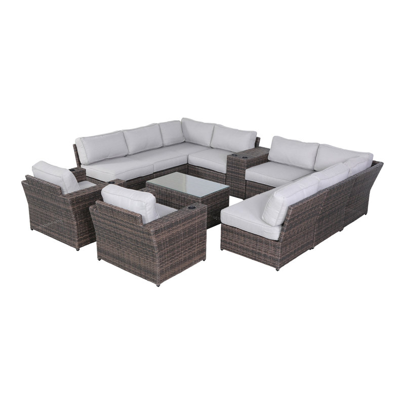 Ensemble de conversation pour 8 personnes avec coussins Khaleeqa Wicker