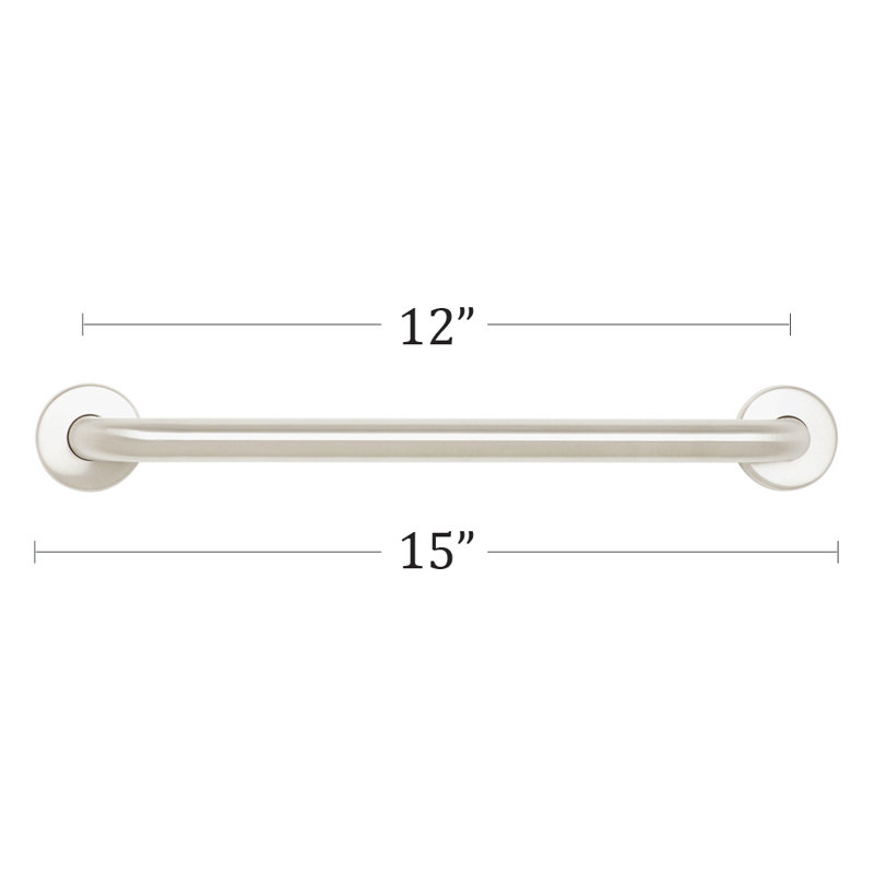 Straight Bathroom Safety Grab Bar, Satin, 12" W