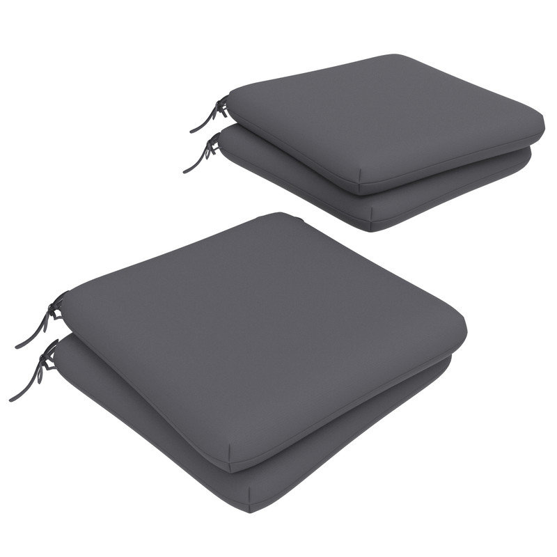 Outdoor Square Dining Chair Cushions, 3" Foam Replacement Cushion, 4, Grey
