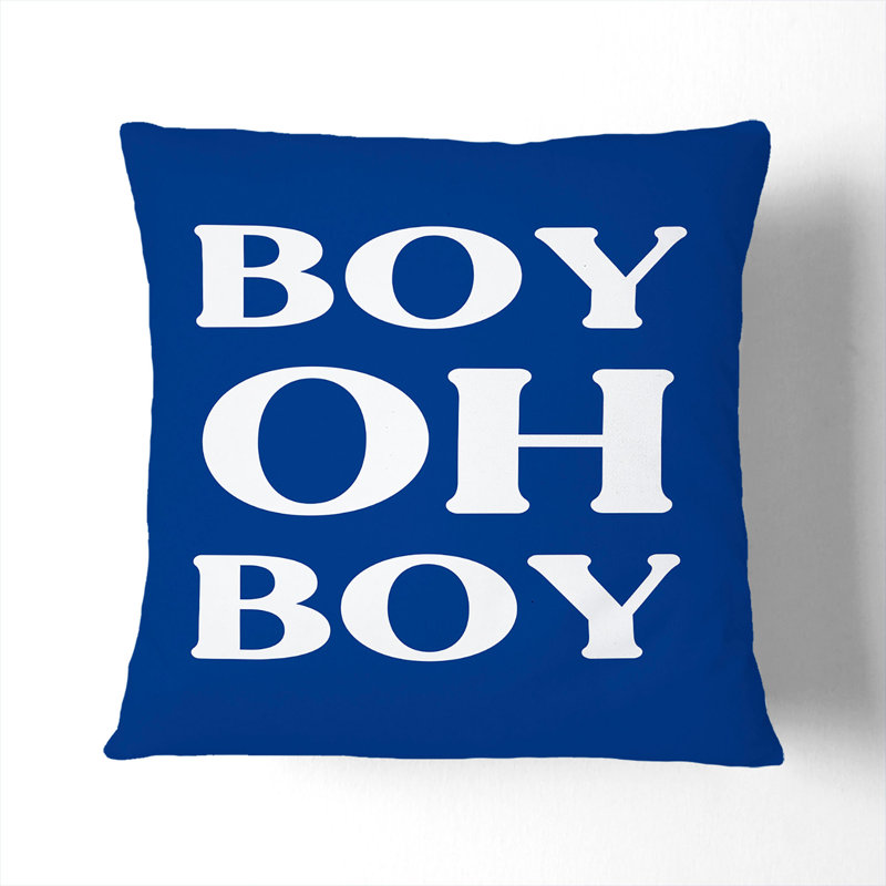 Boy Oh Boy Square Throw Cushion, 40cm H x 40cm W x 15cm D, White