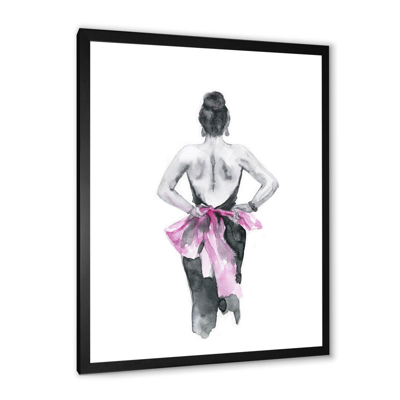 Peinture fantaisie, portrait de femme III - décoration murale sur toile glam, H 20 po x l 12 po x P 1 po, Cadre photo noir