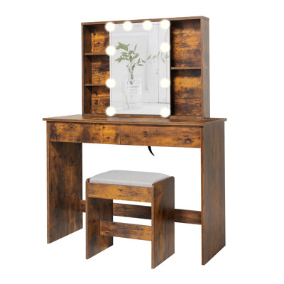 Ensemble coiffeuse avec tabouret et miroir Davisboro