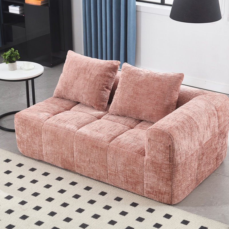 Couches de salon en chenille rose - Poupée en coton et sacs de printemps élégants, Rose