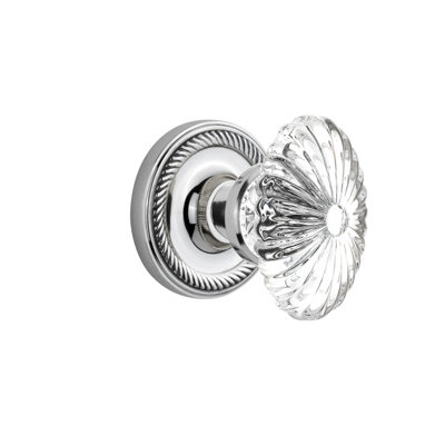 Rosette en corde avec bouton de porte ovale en cristal cannelé