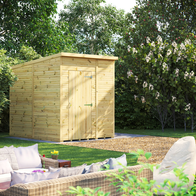 Powersheds 6 x 8ft Premium Pressure Treated Timber Windowless Pent Garden Shed