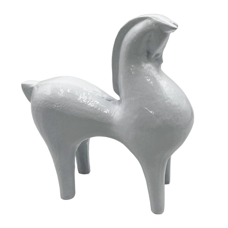 Khansaa Handmade Aluminum Horse Sculpture, White
