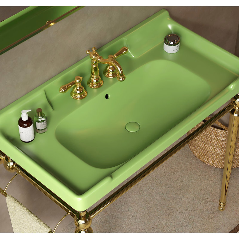 Lavabo de salle de bain en céramique de 36 po - Élégant, robuste, 3 trous pré-percés et système de contrôle de débordement robuste, lisse et prévenant