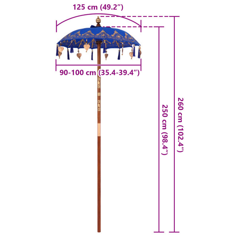 Beach Parasol, 260cm H x 95cm W x 95cm D, Blue Abstract