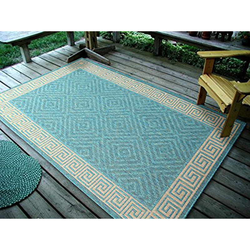 Tapis intérieur/extérieur bleu géométrique Fairbury, Rectangle 6 pi 7 po x 9 pi 7 po