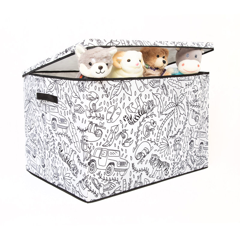 Large Jungle Print Collapsible Fabric Storage Trunk for Kids