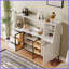 Table basse multifonctionnelle avec 3 tiroirs Porte vitrée, grand rangement pour verres à vin et amp; Décoration dans le salon