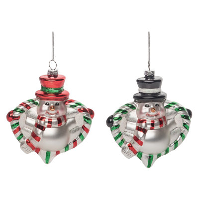 5'' Striped Glass Christmas Hanging Figurine Ornament