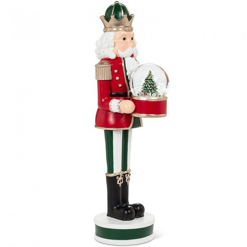 Large Nutcracker Holding Snow Globe