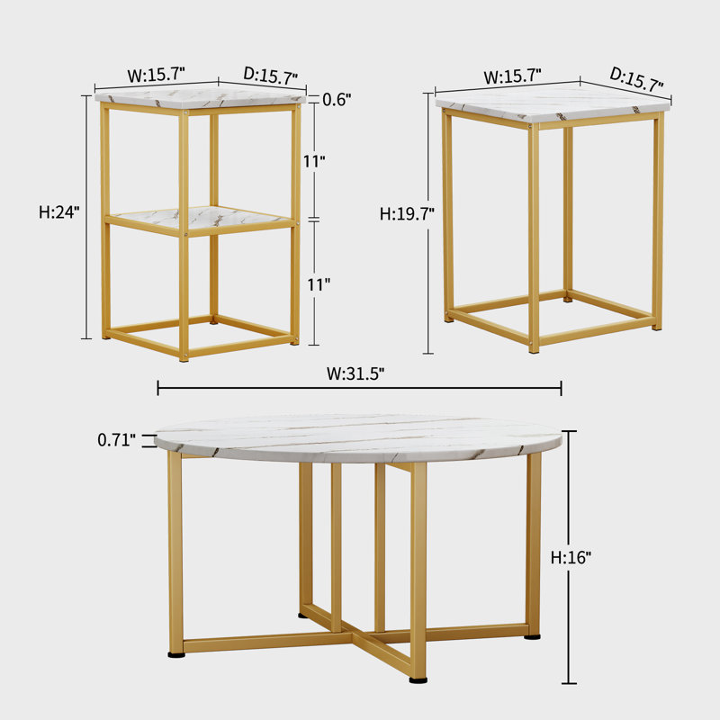 Ensemble de tables basses 3 pièces Hults, Blanc