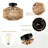 Boho Light Fixtures Ceiling Mount Mini Rattan Chandelier Light Fixture With Dimmable LED Bulb Hand Woven Ceiling Light Fixtures Flush Mount