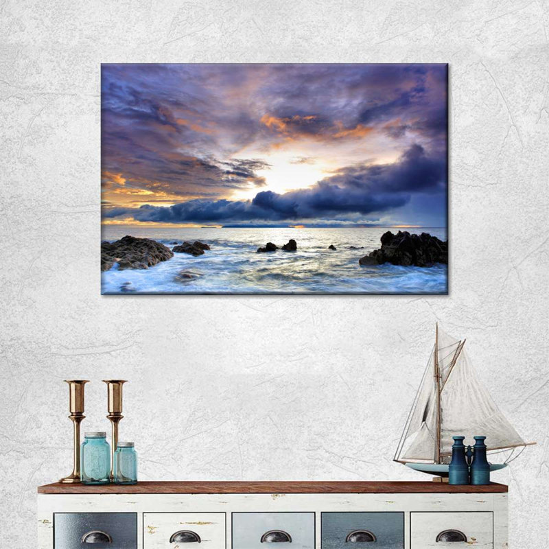 Tempête à Cannon Beach, reproduction sur toile, H 16 po x l 24 po x P 1,25 po