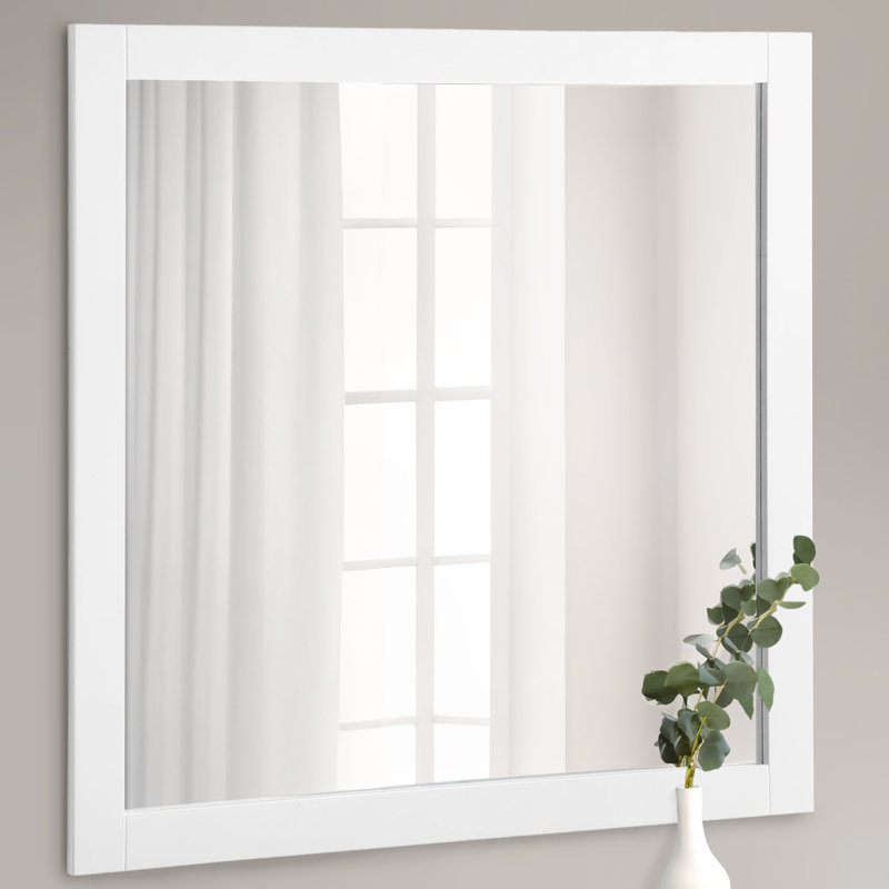 Miroir de salle de bain Akhari, Blanc semi-brillant, 30 po x 30 po