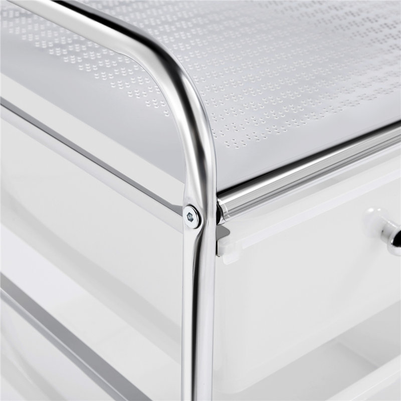 91cm H x 63cm W Utility Storage Cart with Wheels, White