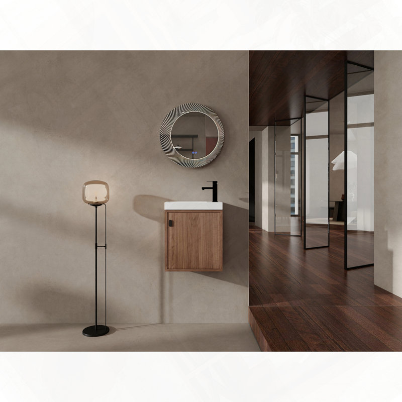 Meuble-lavabo mural avec lavabo en résine et porte facile à installer