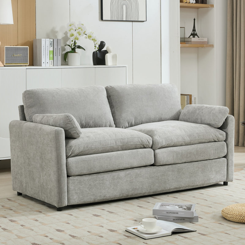 Canapé moderne rembourré 68,1 po Cozy, Gris clair