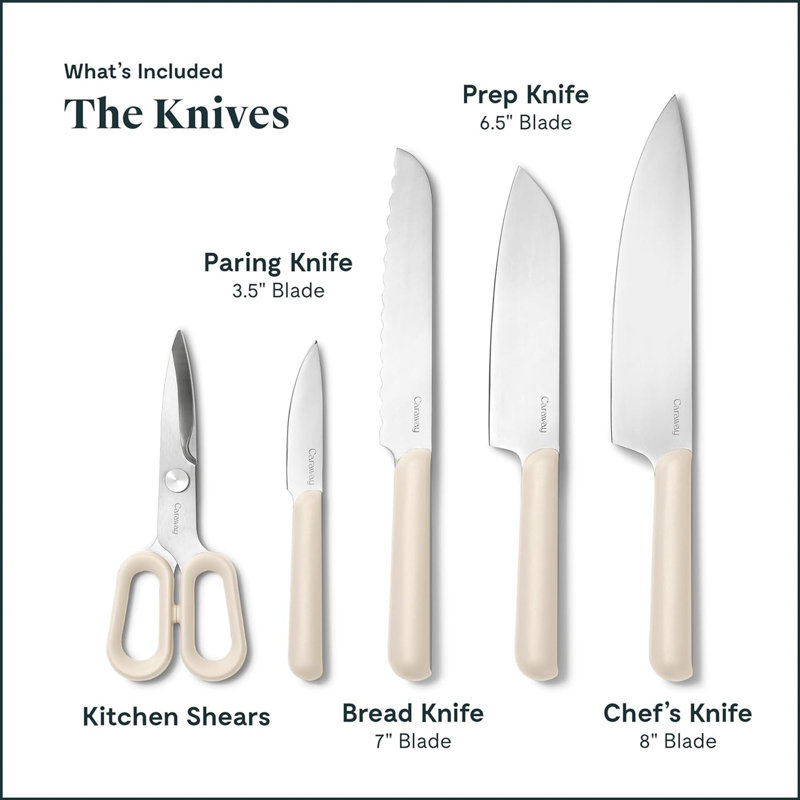 Caraway 5Pc Knife Set, Cream