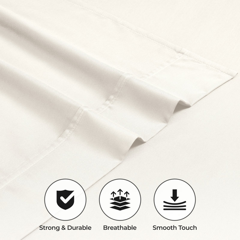 Cotton Blend 600 Thread Count Solid Pillowcase, Standard, Ivory